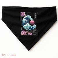 Vaporwave Synthwave 80's Japan Japanese Great Wave Tokyo 80s USA-Made Doggie Bandana thumb 0