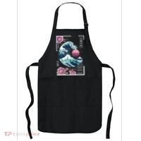 Vaporwave Synthwave 80's Japan Japanese Great Wave Tokyo 80s Apron thumb 0
