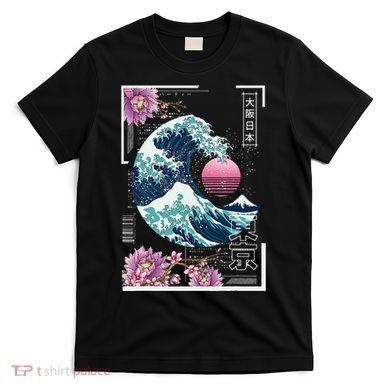 Vaporwave Synthwave 80's Japan Japanese Great Wave Tokyo 80s T-Shirt