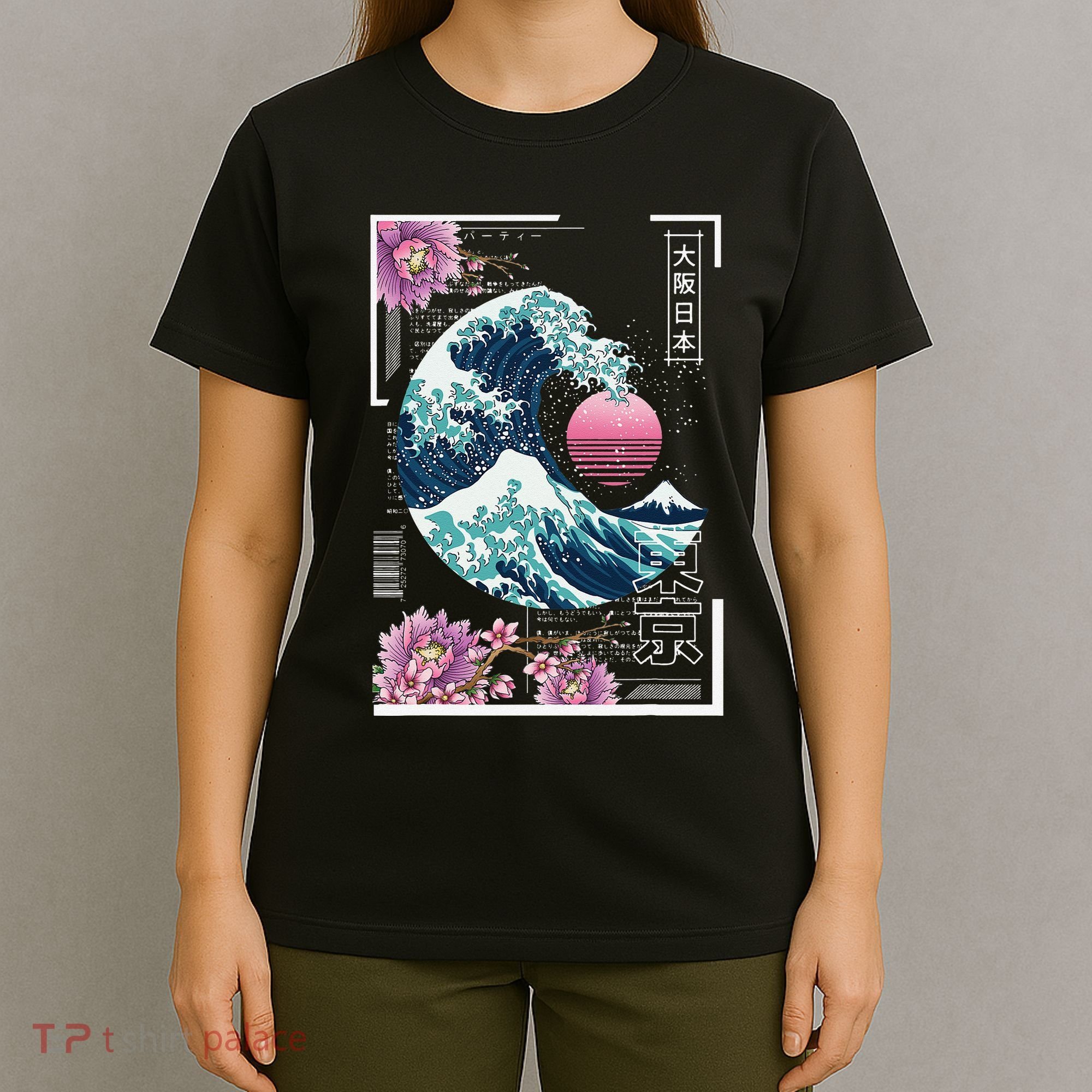 Vaporwave Synthwave 80's Japan Japanese Great Wave Tokyo 80s T-Shirt