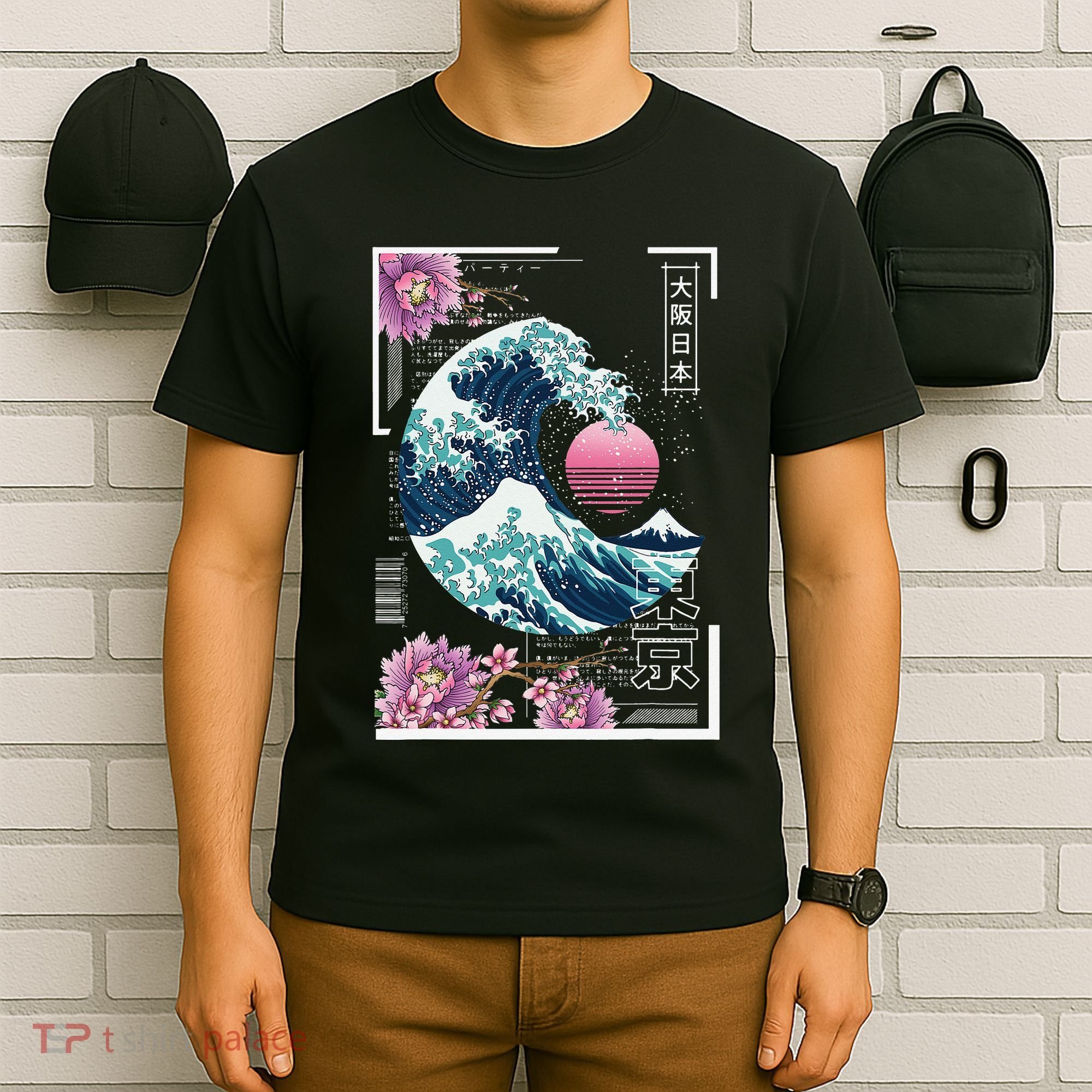 Vaporwave Synthwave 80's Japan Japanese Great Wave Tokyo 80s T-Shirt