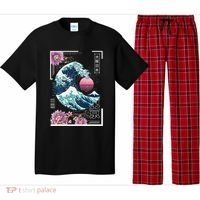 Vaporwave Synthwave 80's Japan Japanese Great Wave Tokyo 80s Pajama Set thumb 0