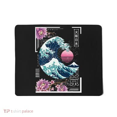 Vaporwave Synthwave 80's Japan Japanese Great Wave Tokyo 80s Mousepad