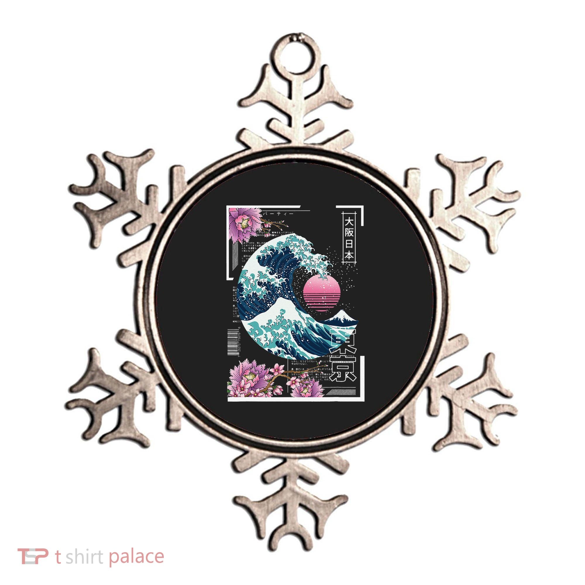 Vaporwave Synthwave 80's Japan Japanese Great Wave Tokyo 80s Ornament
