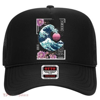 Vaporwave Synthwave 80's Japan Japanese Great Wave Tokyo 80s Hat