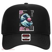 Vaporwave Synthwave 80's Japan Japanese Great Wave Tokyo 80s Hat thumb 0