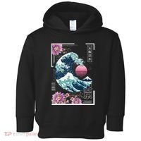 Vaporwave Synthwave 80's Japan Japanese Great Wave Tokyo 80s Toddler Hoodie thumb 0