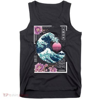 Vaporwave Synthwave 80's Japan Japanese Great Wave Tokyo 80s Tank Top