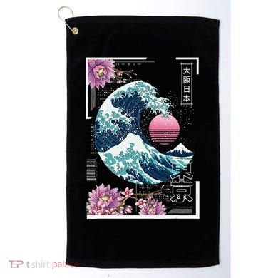 Vaporwave Synthwave 80's Japan Japanese Great Wave Tokyo 80s Golf Towel