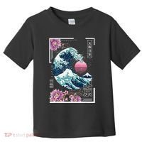 Vaporwave Synthwave 80's Japan Japanese Great Wave Tokyo 80s Toddler T-Shirt thumb 0