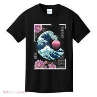 Vaporwave Synthwave 80's Japan Japanese Great Wave Tokyo 80s Kids T-Shirt thumb 0