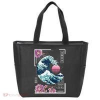 Vaporwave Synthwave 80's Japan Japanese Great Wave Tokyo 80s Tote Bag thumb 0