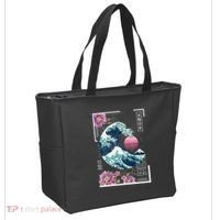 Vaporwave Synthwave 80's Japan Japanese Great Wave Tokyo 80s Tote Bag thumb 2