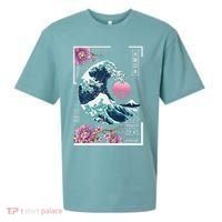 Vaporwave Synthwave 80's Japan Japanese Great Wave Tokyo 80s Sueded Cloud Jersey T-Shirt thumb 0