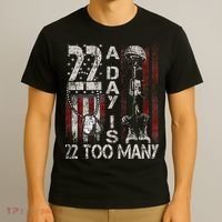 Veteran Suicide Awareness Ribbon 22 A Day Is 22 Too Many T-Shirt thumb 3