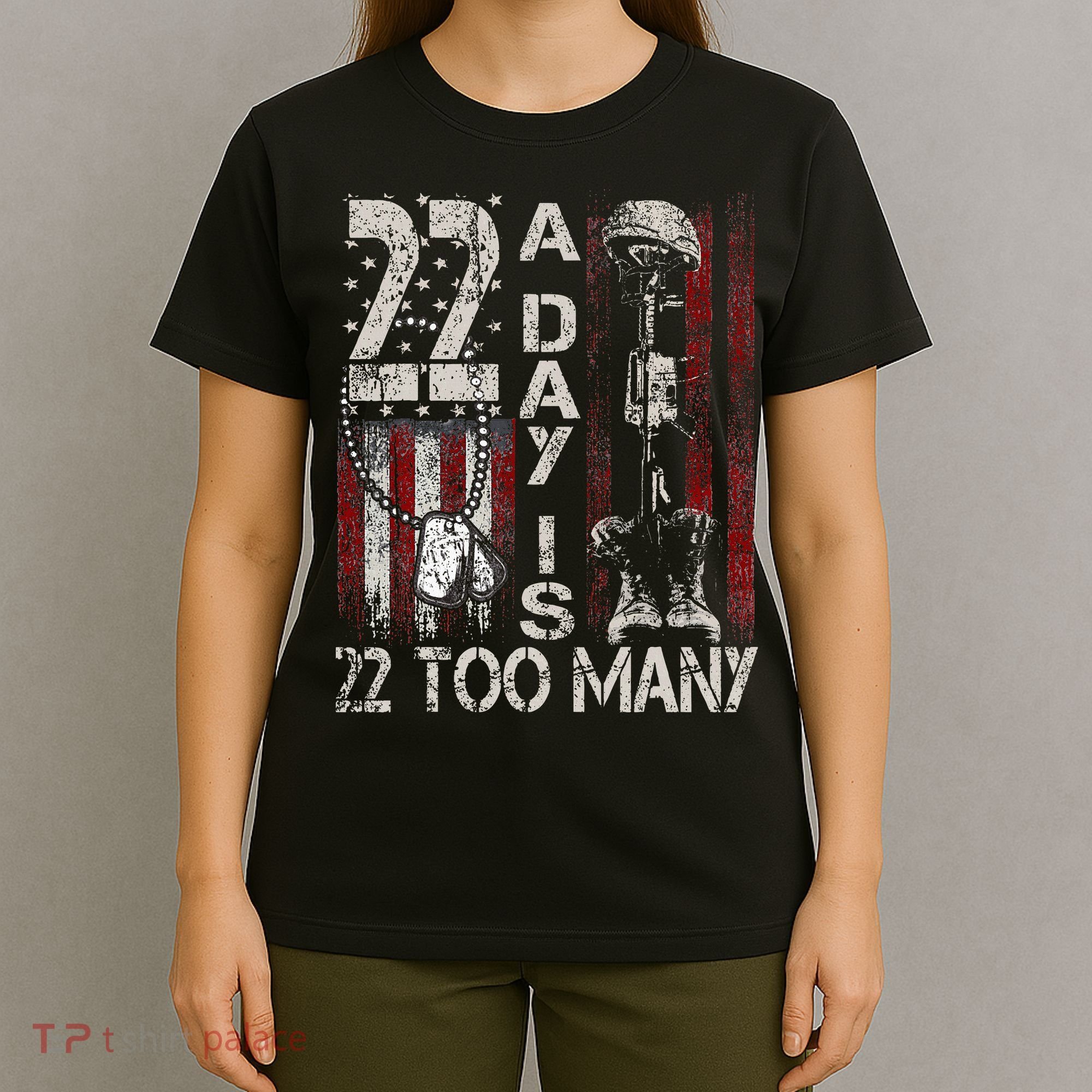 Veteran Suicide Awareness Ribbon 22 A Day Is 22 Too Many T-Shirt