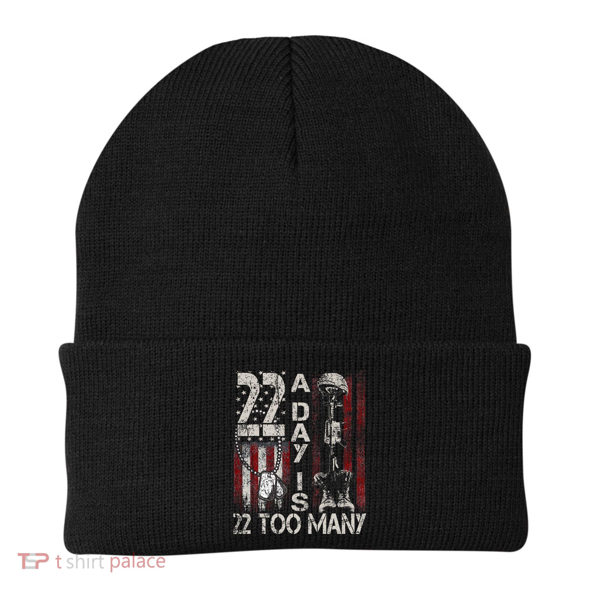 Veteran Suicide Awareness Ribbon 22 A Day Is 22 Too Many Beanie