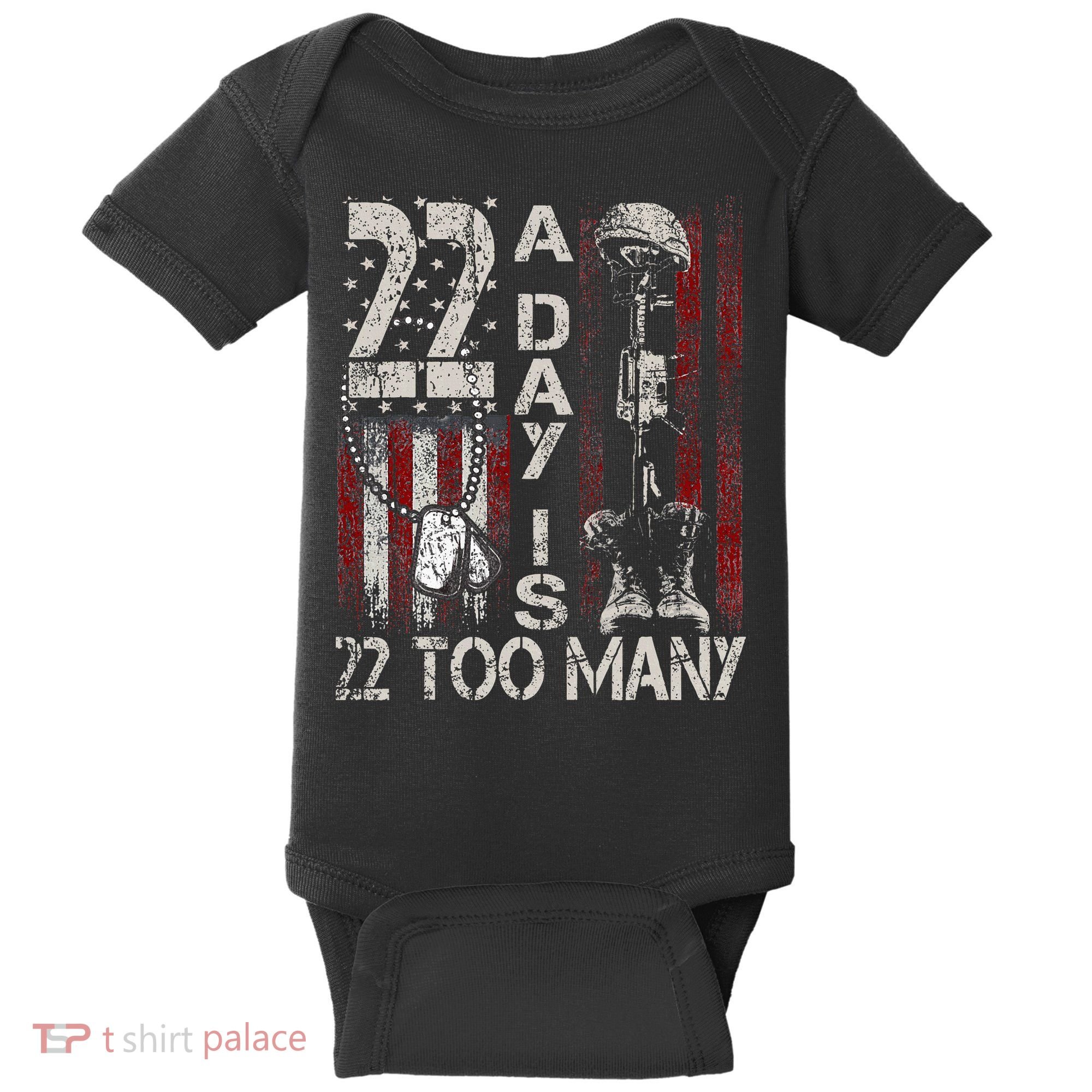 Veteran Suicide Awareness Ribbon 22 A Day Is 22 Too Many Baby Bodysuit