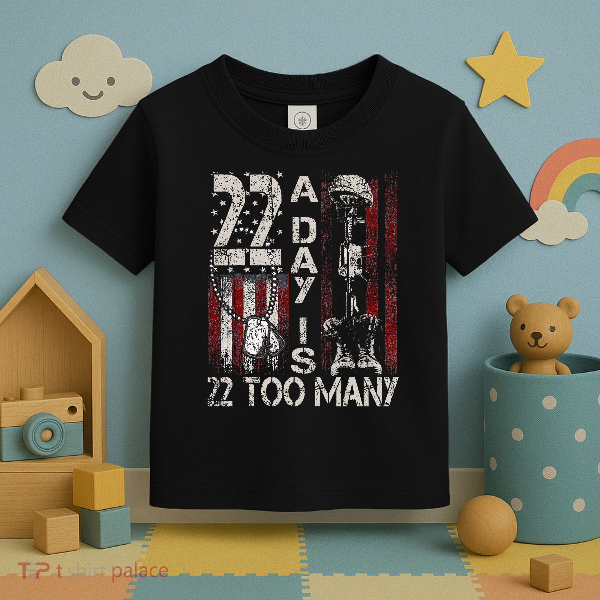Veteran Suicide Awareness Ribbon 22 A Day Is 22 Too Many Toddler T-Shirt
