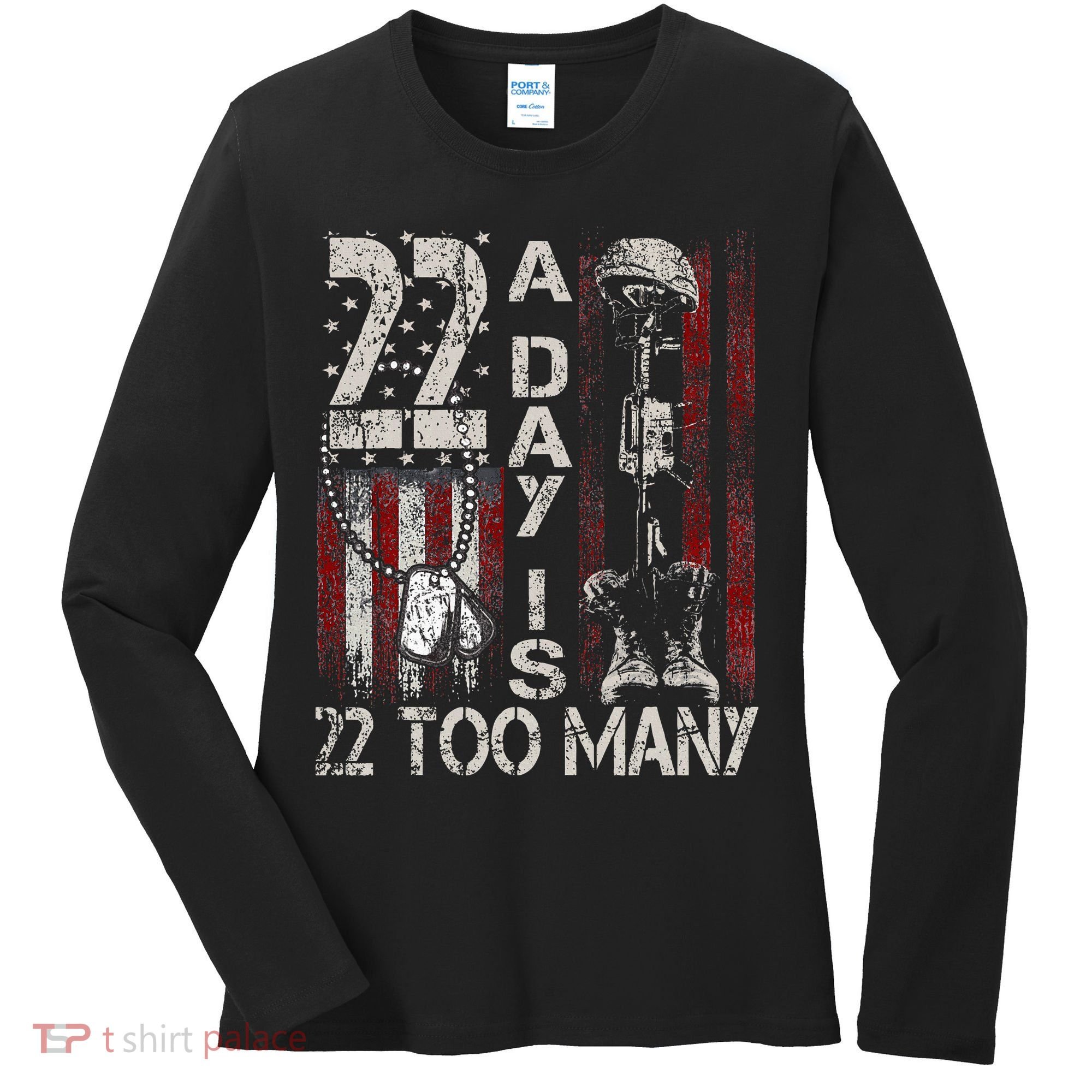 Veteran Suicide Awareness Ribbon 22 A Day Is 22 Too Many Women's Long Sleeve Shirt