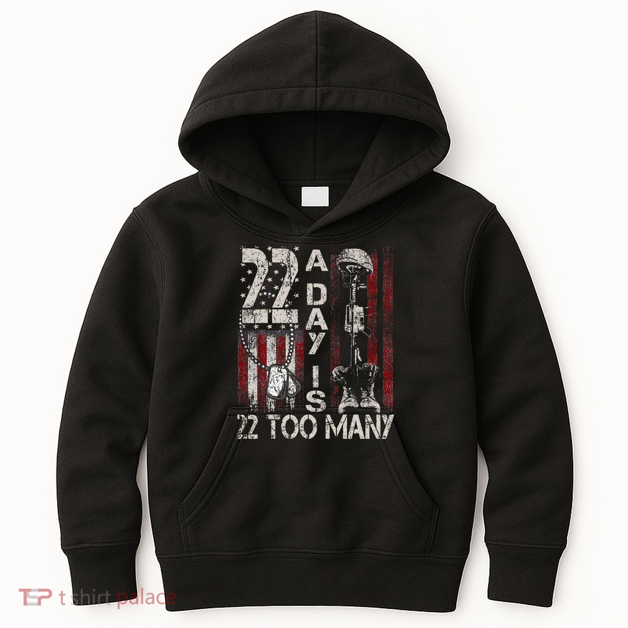 Veteran Suicide Awareness Ribbon 22 A Day Is 22 Too Many Kids Hoodie
