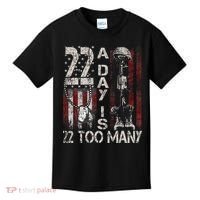 Veteran Suicide Awareness Ribbon 22 A Day Is 22 Too Many Kids T-Shirt thumb 0