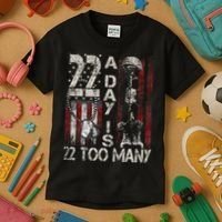 Veteran Suicide Awareness Ribbon 22 A Day Is 22 Too Many Kids T-Shirt thumb 3