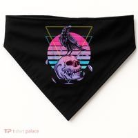 Vaporwave Skull And Crow Retro Aesthetic Pastel Goth Art USA-Made Doggie Bandana thumb 0