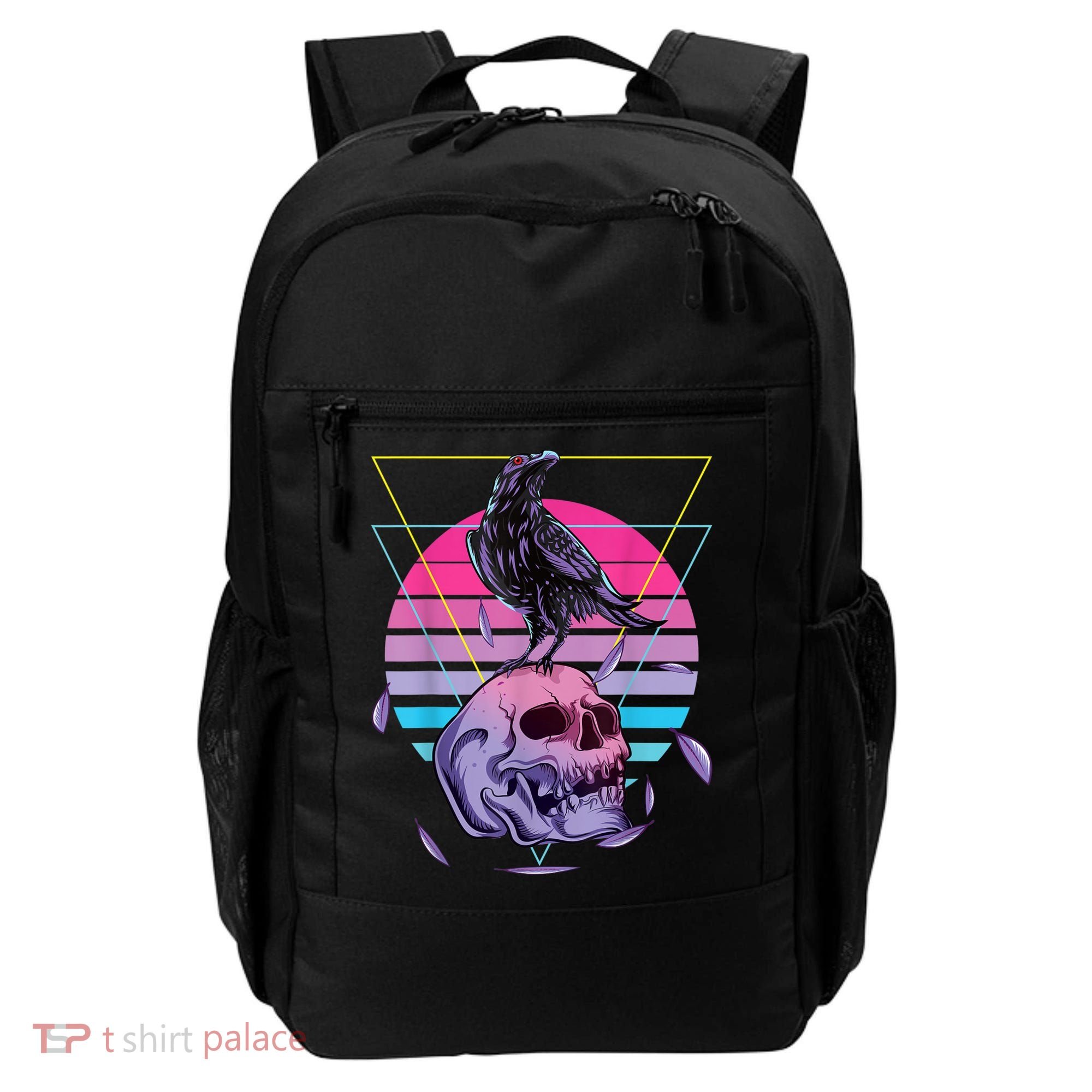 Vaporwave Skull And Crow Retro Aesthetic Pastel Goth Art Backpack