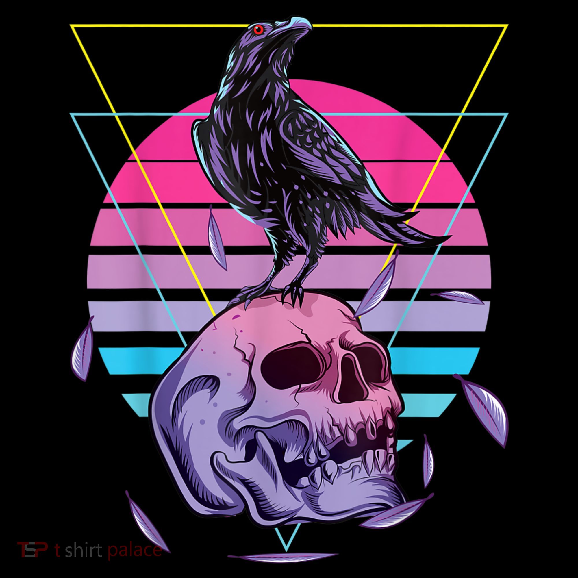 Vaporwave Skull And Crow Retro Aesthetic Pastel Goth Art Coffee Mug