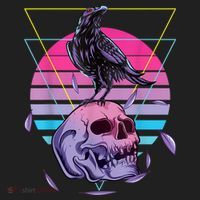 Vaporwave Skull And Crow Retro Aesthetic Pastel Goth Art Beanie thumb 2