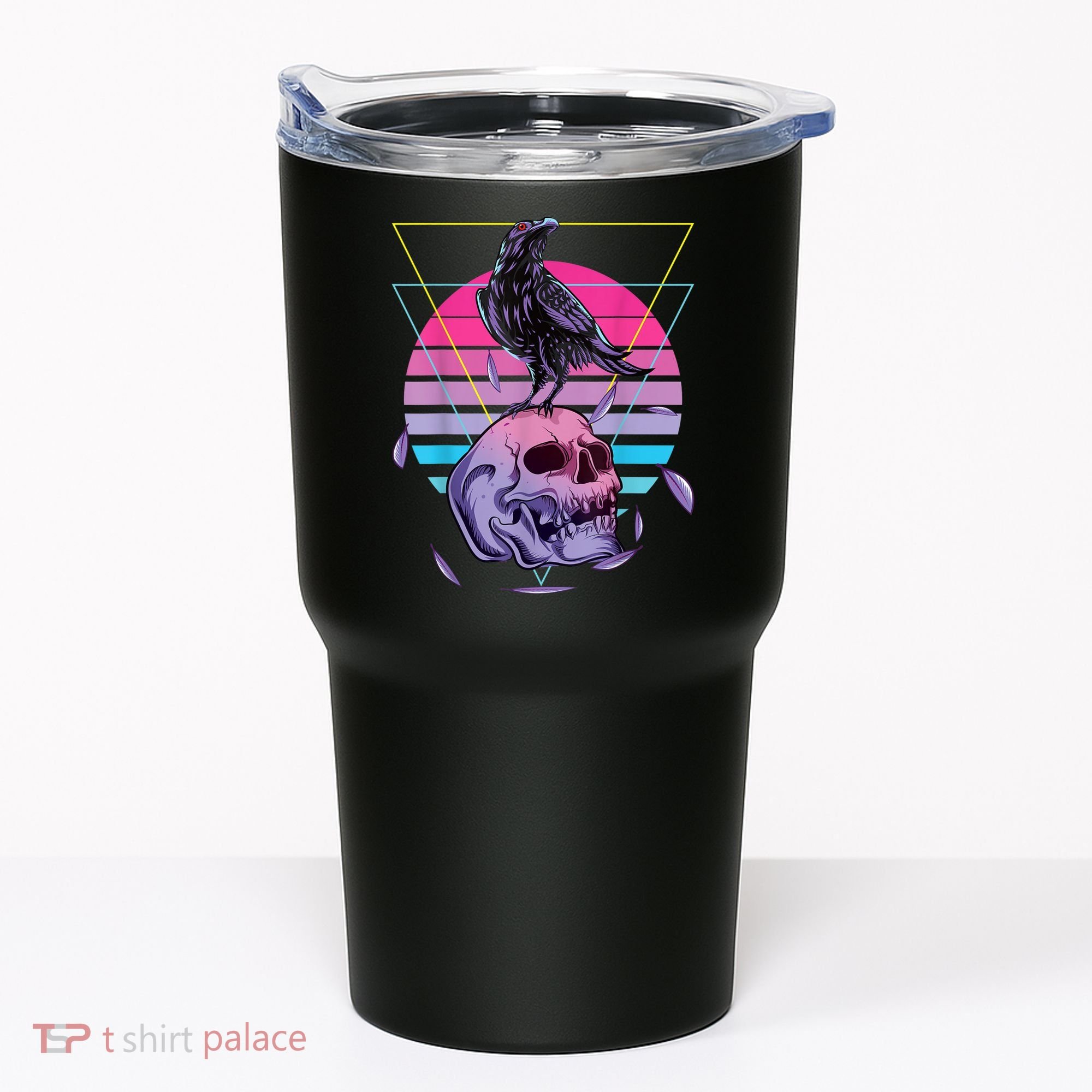 Vaporwave Skull And Crow Retro Aesthetic Pastel Goth Art Tumbler