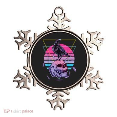 Vaporwave Skull And Crow Retro Aesthetic Pastel Goth Art Ornament