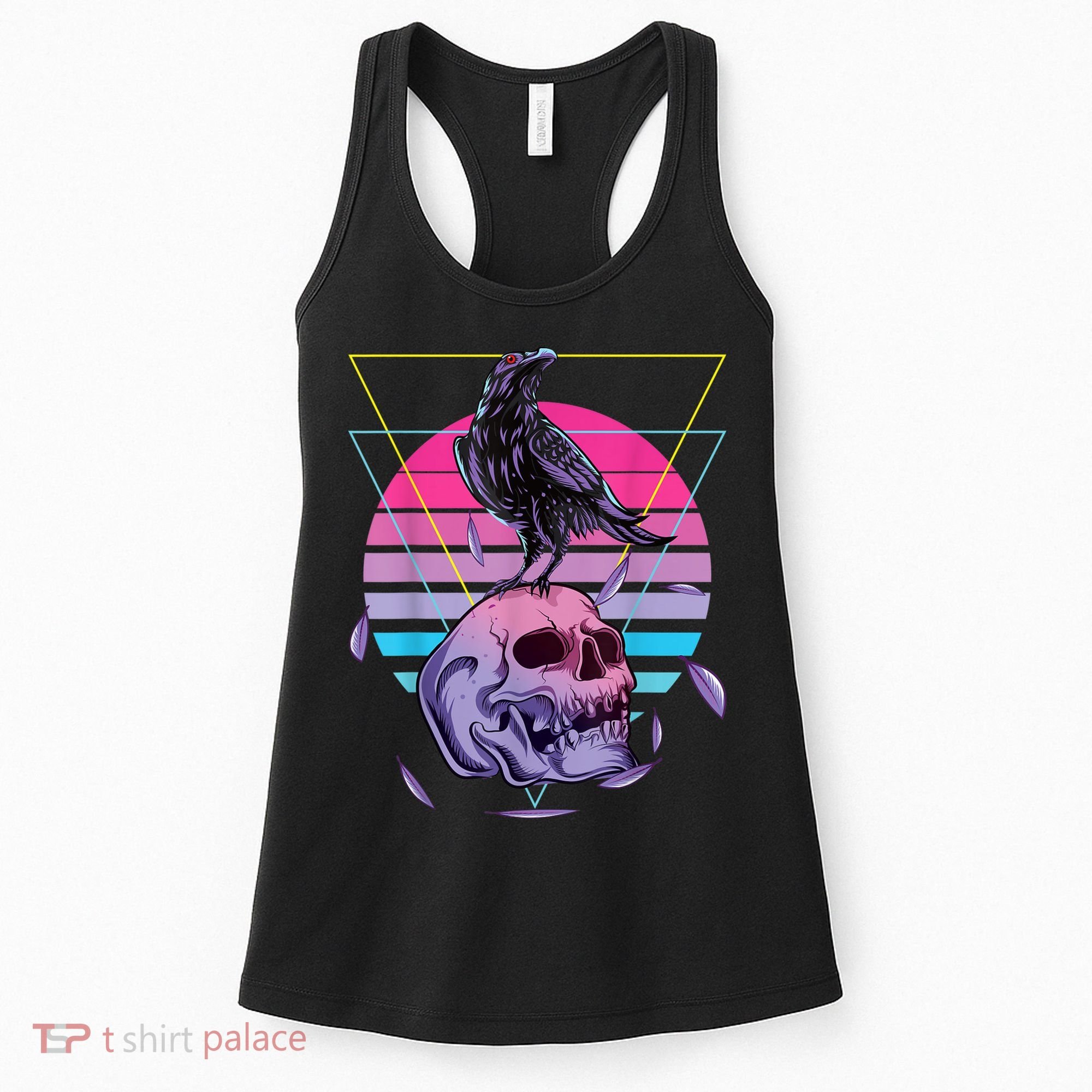 Vaporwave Skull And Crow Retro Aesthetic Pastel Goth Art Women's Tank Top