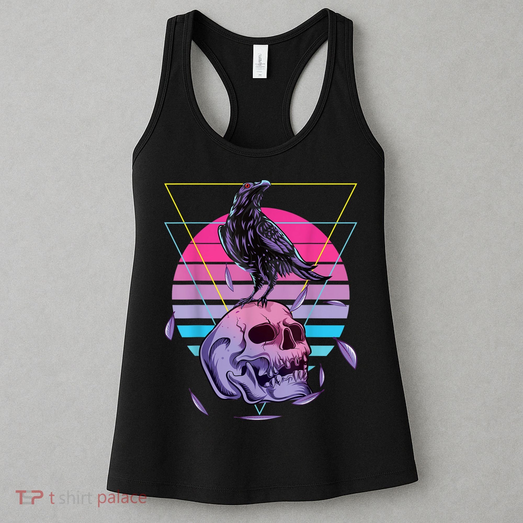 Vaporwave Skull And Crow Retro Aesthetic Pastel Goth Art Women's Tank Top