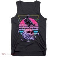 Vaporwave Skull And Crow Retro Aesthetic Pastel Goth Art Tank Top thumb 0