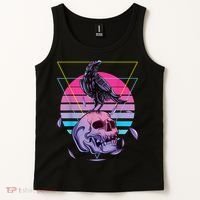 Vaporwave Skull And Crow Retro Aesthetic Pastel Goth Art Tank Top thumb 2
