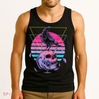 Vaporwave Skull And Crow Retro Aesthetic Pastel Goth Art Tank Top thumb 3
