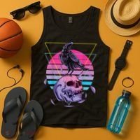 Vaporwave Skull And Crow Retro Aesthetic Pastel Goth Art Tank Top thumb 4