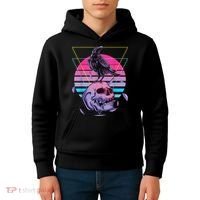 Vaporwave Skull And Crow Retro Aesthetic Pastel Goth Art Kids Hoodie thumb 4