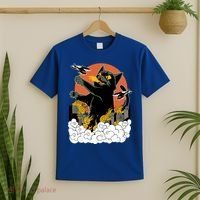 Vintage Sunset Attack Giant Cat Black Japanese Catzilla Sunset T-Shirt thumb 2