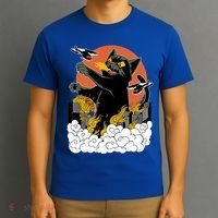 Vintage Sunset Attack Giant Cat Black Japanese Catzilla Sunset T-Shirt thumb 3