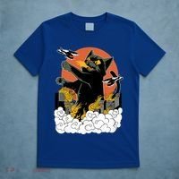 Vintage Sunset Attack Giant Cat Black Japanese Catzilla Sunset T-Shirt thumb 5