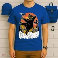 Vintage Sunset Attack Giant Cat Black Japanese Catzilla Sunset T-Shirt thumb 6