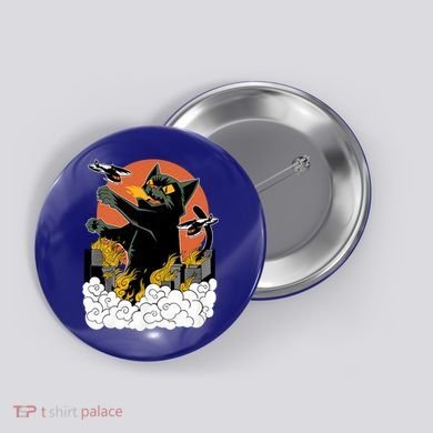 Vintage Sunset Attack Giant Cat Black Japanese Catzilla Sunset Button
