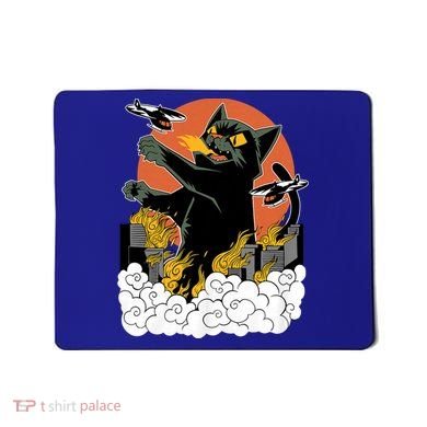 Vintage Sunset Attack Giant Cat Black Japanese Catzilla Sunset Mousepad