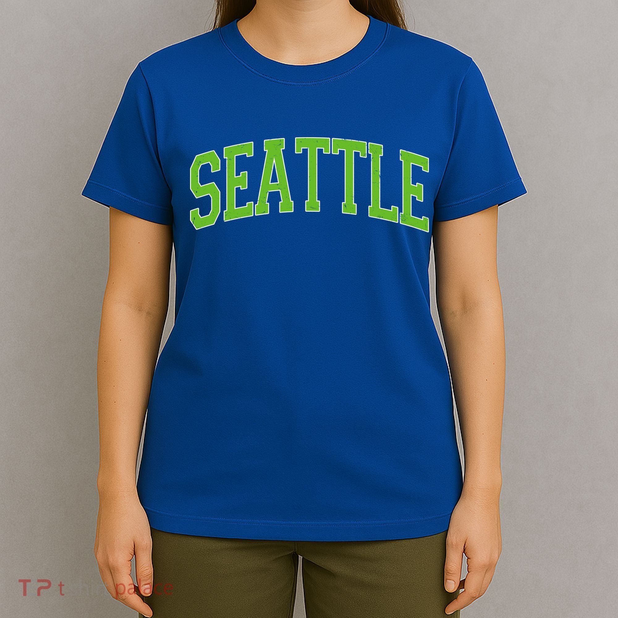 Varsity Sporty Arch Seattle Team Sports Fan T-Shirt