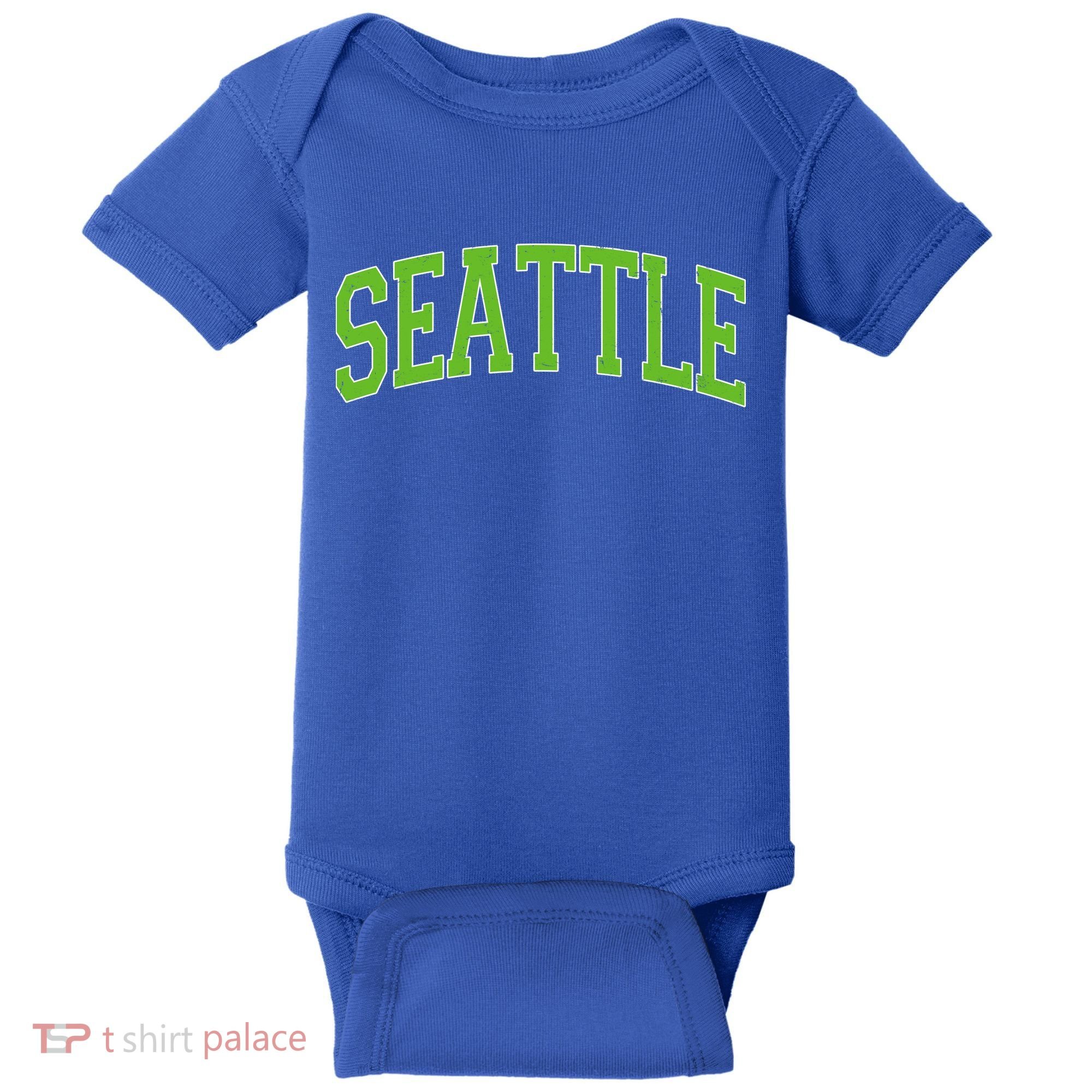 Varsity Sporty Arch Seattle Team Sports Fan Baby Bodysuit