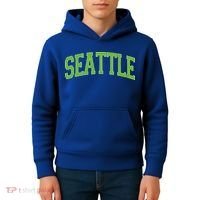 Varsity Sporty Arch Seattle Team Sports Fan Kids Hoodie thumb 4