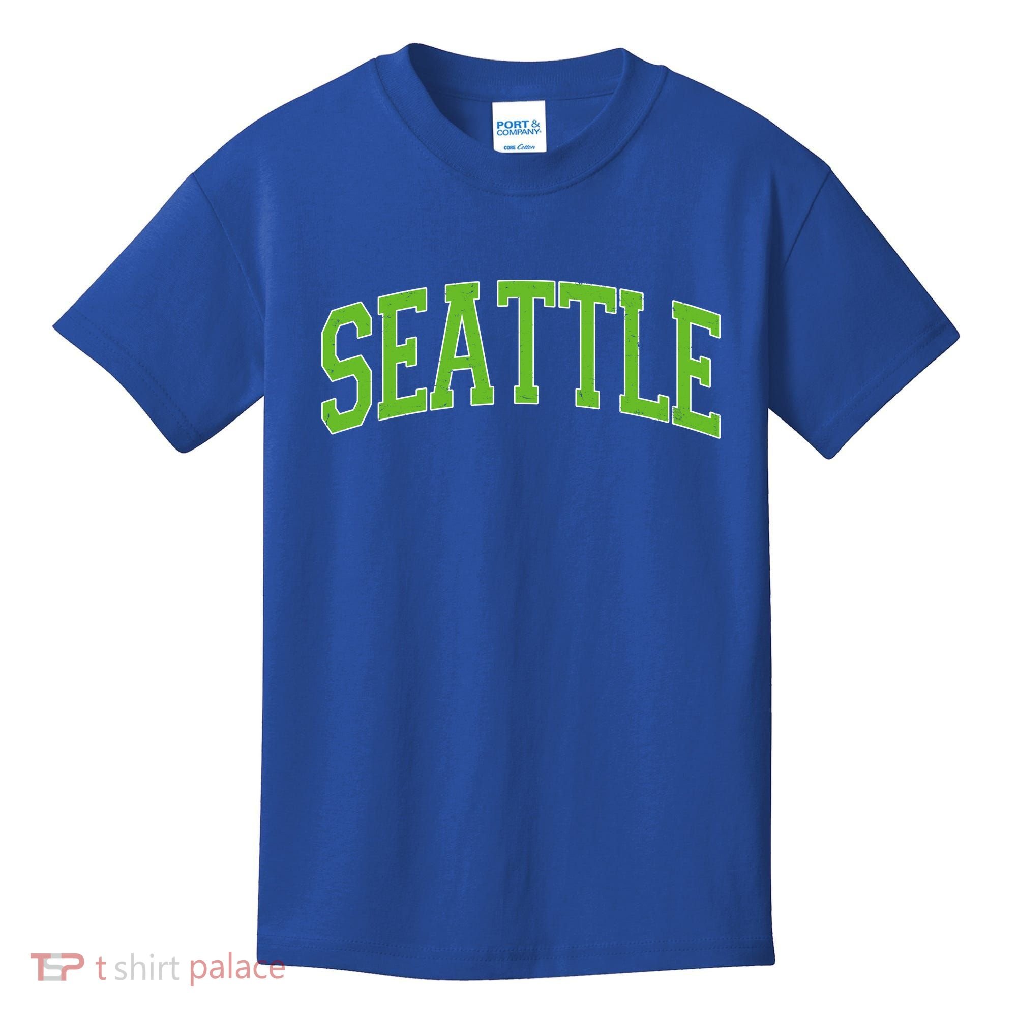 Varsity Sporty Arch Seattle Team Sports Fan Kids T-Shirt